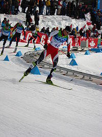 Felix Gottwald at the 2010 Winter Olympics during second part of individual large hill / 10 km event