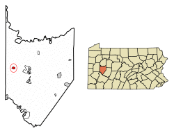 Location of Worthington in Armstrong County, Pennsylvania.