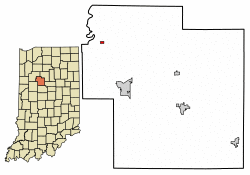 Location of Yeoman in Carroll County, Indiana.