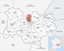 Location within the region Auvergne-Rhône-Alpes