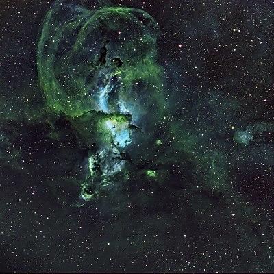 Statue of Liberty Nebula in Hubble Palette by amateur astronomer Mark Johnston