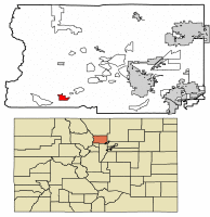 Location of Nederland in Boulder County, Colorado.