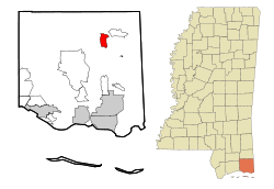 Location of Wade, Mississippi