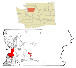 Location of Everett, Washington