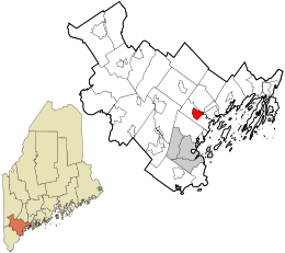 Location in Cumberland County and the state of Maine.