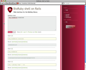A BioRuby shell on Rails
