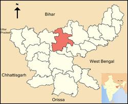 Location of Hazaribagh district in Jharkhand