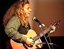 Kristina Olsen on stage at the 1997 Cygnet Folk Festival, Australia