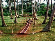Workman in coconut field