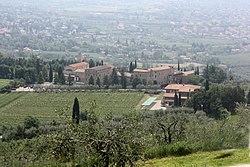 View of Bardolino landscape and vineyards from San Georgio abbey