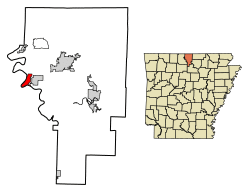 Location of Cotter in Baxter County, Arkansas.