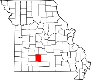 Map of Missouri highlighting Webster County