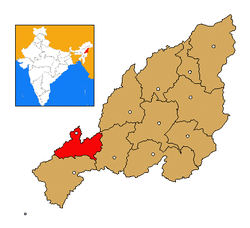 Dimapur district's location in Nagaland