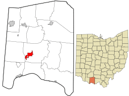 Location in Adams County and the state of Ohio.