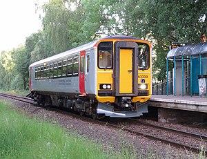 Class 153 at Ty Glas station crop (geograph 6162860).jpg