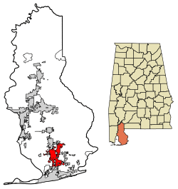 Location of Foley in Baldwin County, Alabama.