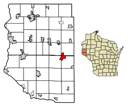 Location of Spring Valley in Pierce County and St. Croix County, Wisconsin.