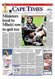 Cape Times frontpage 20080919.jpg