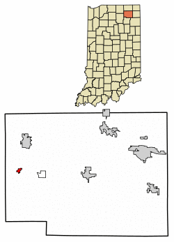 Location of Cromwell in Noble County, Indiana.