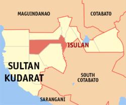 Map of Sultan Kudarat with Isulan highlighted