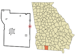 Location in Thomas County and the state of Georgia