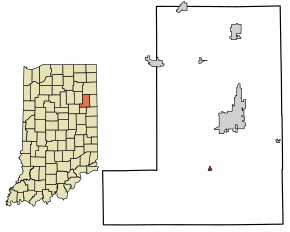 Location of Poneto in Wells County, Indiana.