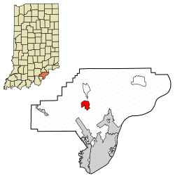 Location of Memphis in Clark County, Indiana.
