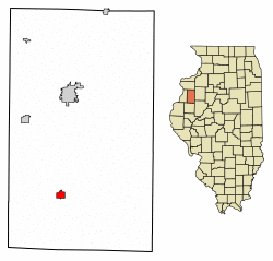 Location of Roseville in Warren County, Illinois.