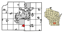 Location of Oregon in Dane County, Wisconsin.