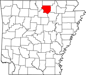 Map of Arkansas highlighting Izard County