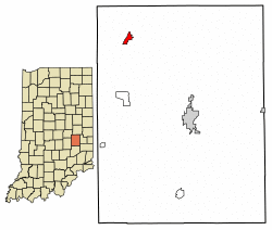 Location of Carthage in Rush County, Indiana.