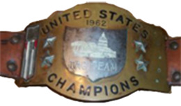 One of the belts that represented the WWWF United States Tag Team Championship