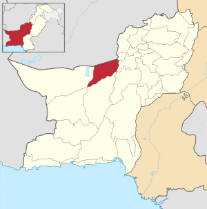 Map of Balochistan with Nushki District higlighted