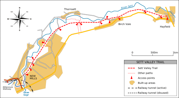 Schematic map of the Sett Valley Trail.