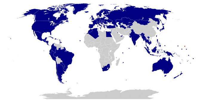 Countries having diplomatic relations with the Marshall Islands