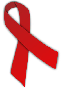 A red ribbon in the shape of a bow