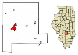 Location of Vandalia in Fayette County, Illinois.
