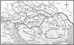 Partition of Austria-Hungary: preliminary boundaries as defined in the treaties, 1919