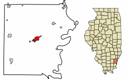 Location of Carmi in White County, Illinois.