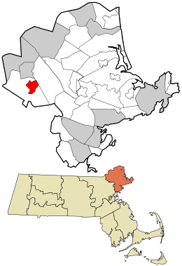 Location in Essex County and the state of Massachusetts.