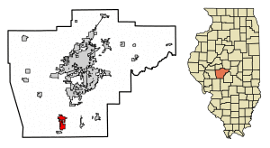 Location of Auburn in Sangamon County, Illinois.