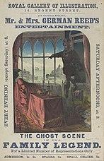 Theatre poster depicting ghost haunting a sleeping figure