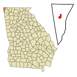 Location in Dade County and the state of Georgia
