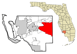 Location within Lee County, Florida