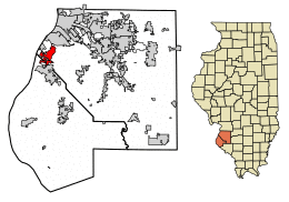 Location of Dupo in St. Clair County, Illinois.