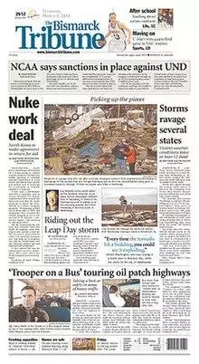 The Bismarck Tribune front page.jpg