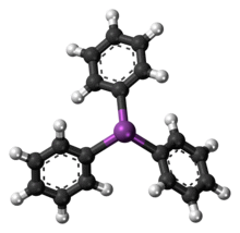 Ball-and-stick model of the triphenylstibine molecule
