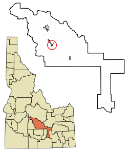 Location of Bellevue in Blaine County, Idaho.