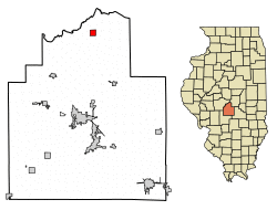 Location of Mount Auburn in Christian County, Illinois.
