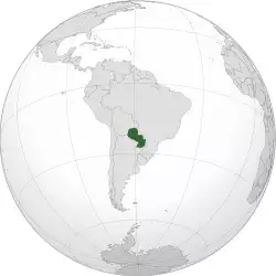 Location of Paraguay (dark green) in South America (grey)